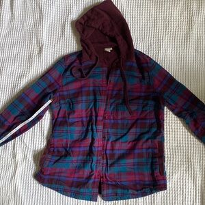 Flannel hoodie button up